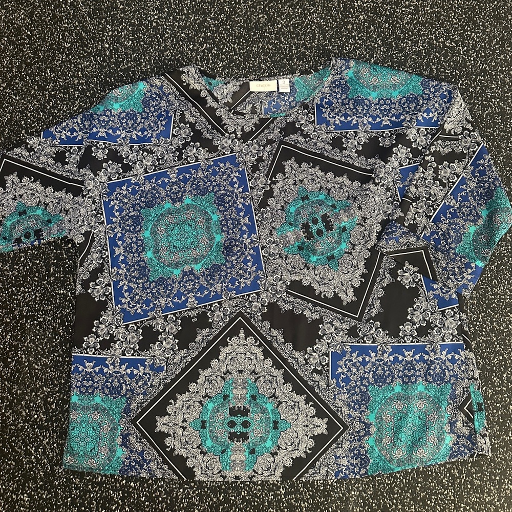Chico's Black and Blue Paisley Top